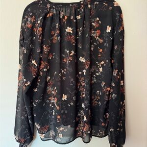 A New Day Black Floral Relaxed Long Sleeve Blouse